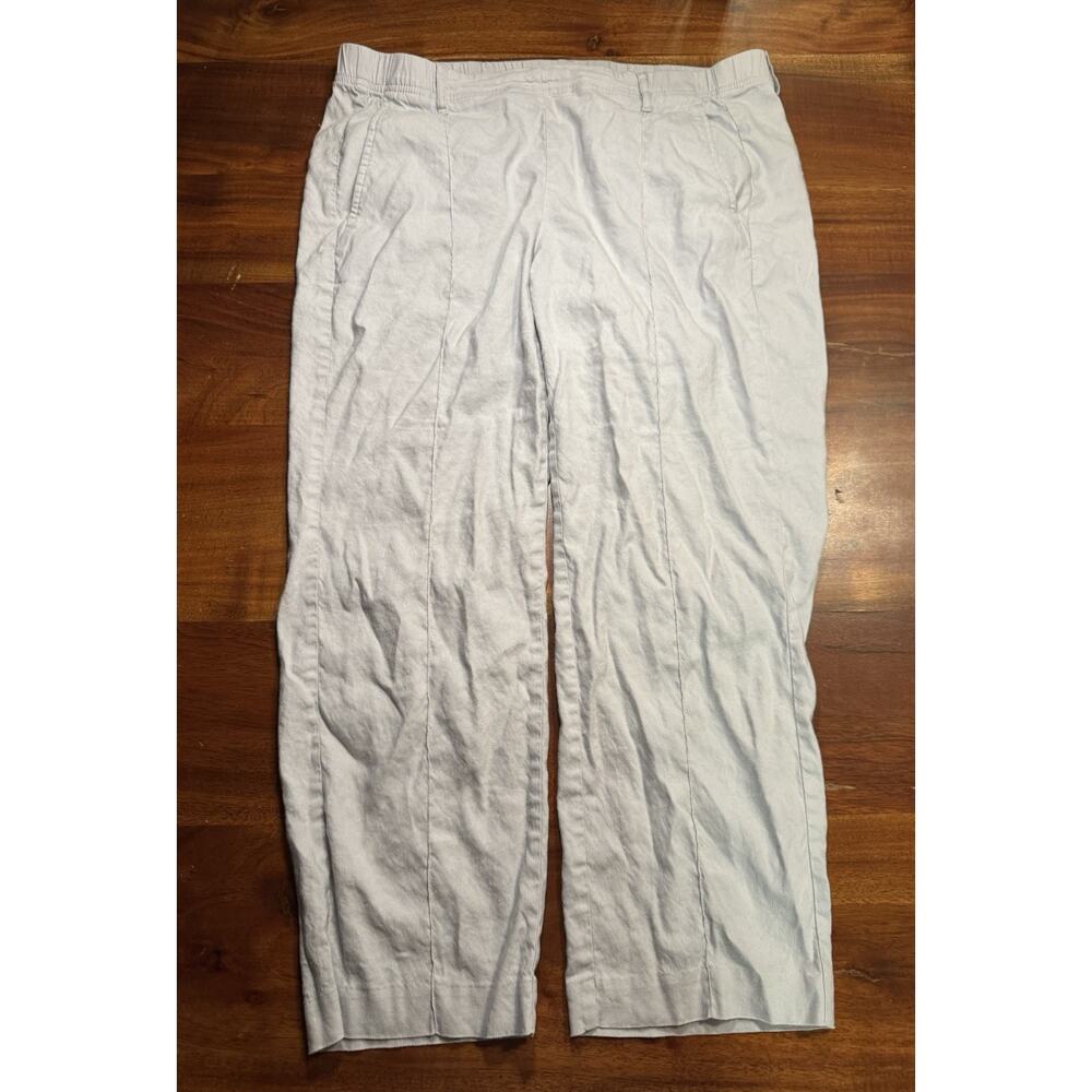 J. Jill Women’s Gray Linen Stretch Pull On Cropped Pants Sz Large